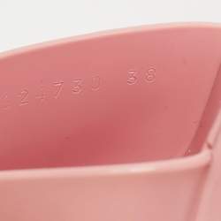 Gucci Pink Rubber Logo Embossed Platform Slide Sandals Size 38