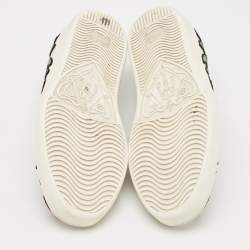 Gucci White Leather and Python Embossed Ace Low Top Sneakers Size 39