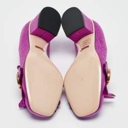 Gucci Metallic Pink Leather GG Marmont Block Heel Pumps Size 35