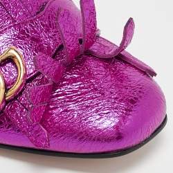 Gucci Metallic Pink Leather GG Marmont Block Heel Pumps Size 35