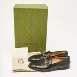 Pre Owned Gucci Black Leather Jordaan Loafers Size 36