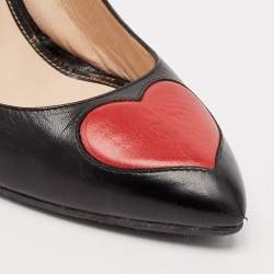 Pre Owned Gucci Black/Red Leather Molina Heart Pumps Size 38