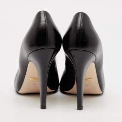 Pre Owned Gucci Black/Red Leather Molina Heart Pumps Size 38