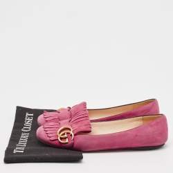 Gucci Pink Suede GG Marmont Ballet Flats Size 37.5
