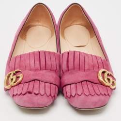 Gucci Pink Suede GG Marmont Ballet Flats Size 37.5