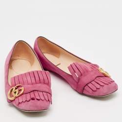 Gucci Pink Suede GG Marmont Ballet Flats Size 37.5