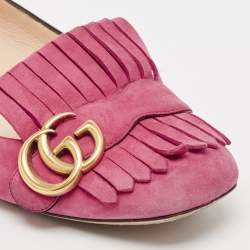 Gucci Pink Suede GG Marmont Ballet Flats Size 37.5