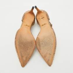 Gucci Beige/Brown Python Pointed Toe T-Strap Pumps Size 36.5