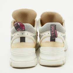 Gucci White/Cream Mesh and Leather Logo Flashtrek Sneakers Size 39