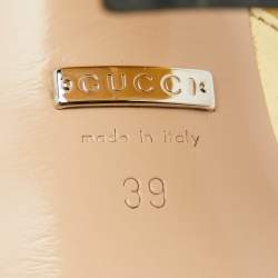 Gucci Gold Leather Double G Crystal Platform Block Heel Ankle Strap Sandals Size 39