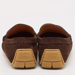 Pre Owned Gucci Brown Suede Slip On Loafers Size 38.5