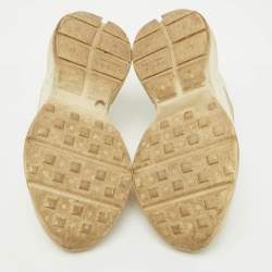 Pre Owned Gucci Cream Leather Rhyton Lace Up Sneakers Size 38