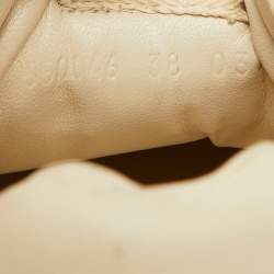 Pre Owned Gucci Cream Leather Rhyton Lace Up Sneakers Size 38