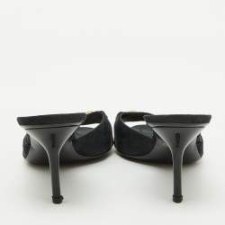 Gucci Navy Blue GG Canvas Horsebit Slide Sandals Size 40.5