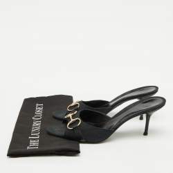 Gucci Navy Blue GG Canvas Horsebit Slide Sandals Size 40.5