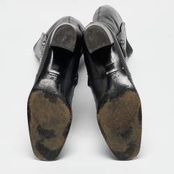 مملوكة مسبقًا حذاء بوت للركبة غوتشي جلد أسود إليزابيث مقاس 42