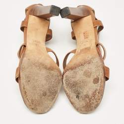 Gucci Brown Leather Marrakech Open-Toe Sandals Size 38