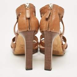 Gucci Brown Leather Marrakech Open-Toe Sandals Size 38