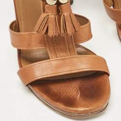 Gucci Brown Leather Marrakech Open-Toe Sandals Size 38