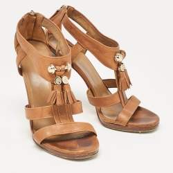 Gucci Brown Leather Marrakech Open-Toe Sandals Size 38