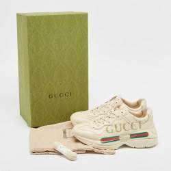 Gucci Cream Leather Vintage Logo Rhyton Sneakers Size 38
