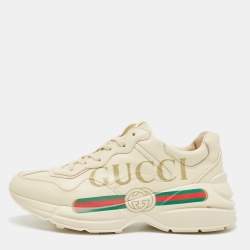 Gucci Cream Leather Vintage Logo Rhyton Sneakers Size 38