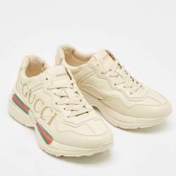Gucci Cream Leather Vintage Logo Rhyton Sneakers Size 38