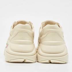 Gucci Cream Leather Vintage Logo Rhyton Sneakers Size 38