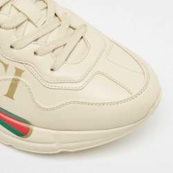 Gucci Cream Leather Vintage Logo Rhyton Sneakers Size 38
