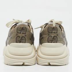 Gucci Beige Jumbo GG Supreme Canvas Rhyton Sneakers Size 38