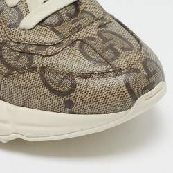 Gucci Beige Jumbo GG Supreme Canvas Rhyton Sneakers Size 38