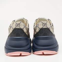Gucci Multicolor GG Supreme Canvas Rhyton Sneakers Size 38