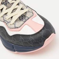 Gucci Multicolor GG Supreme Canvas Rhyton Sneakers Size 38