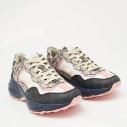 Gucci Multicolor GG Supreme Canvas Rhyton Sneakers Size 38