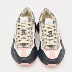 Gucci Multicolor GG Supreme Canvas Rhyton Sneakers Size 38