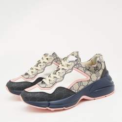 Gucci Multicolor GG Supreme Canvas Rhyton Sneakers Size 38