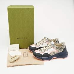Gucci Multicolor GG Supreme Canvas Rhyton Sneakers Size 38