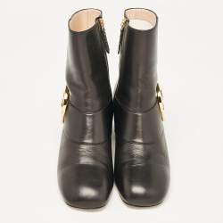 Gucci Black Leather GG Blondie Ankle Boots Size 38