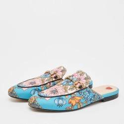 Gucci Multicolor Canvas Horsebit Princetown Mules Size 40