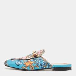 Gucci Multicolor Canvas Horsebit Princetown Mules Size 40