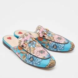 Gucci Multicolor Canvas Horsebit Princetown Mules Size 40