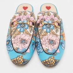 Gucci Multicolor Canvas Horsebit Princetown Mules Size 40