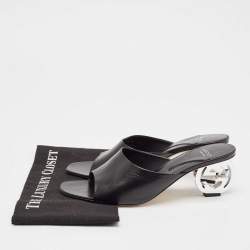 Gucci Black Leather Bella Slide Sandals Size 42