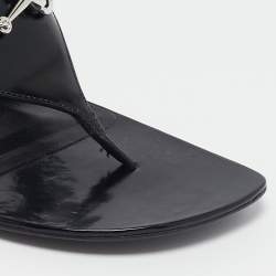 Pre Owned Gucci Black Leather Horsebit Block Heel Slide Sandals Size 42