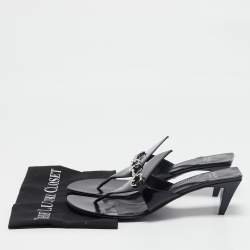 Pre Owned Gucci Black Leather Horsebit Block Heel Slide Sandals Size 42