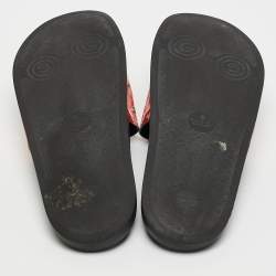 Pre Owned Gucci Pink/Black GG Bloom Supreme Canvas Slide Flats Size 39