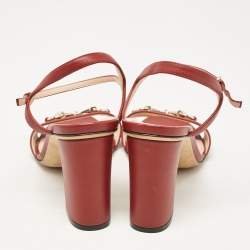 Gucci Red Leather Claudie Ankle Strap Sandals Size 38.5