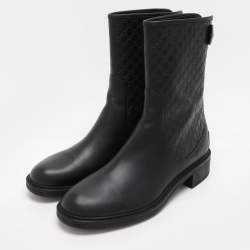 Gucci Black Microguccissima Leather Calf Length Boots Size 38