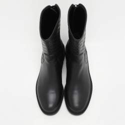 Gucci Black Microguccissima Leather Calf Length Boots Size 38