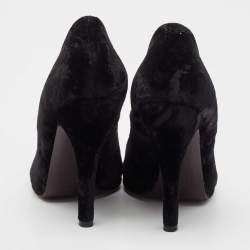 Gucci Black Velvet Peep Toe Pumps Size 36.5